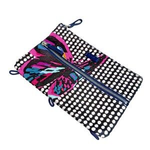 Vera Bradley 3-Ring Binder Pouch Butterfly Polka Dot Blue Pink White Zip Case-